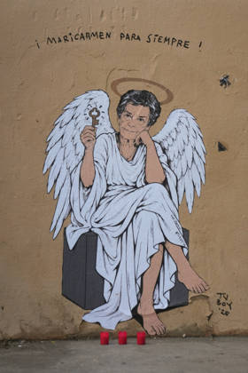 Maricarmen Forever, the new artwork by street artist TVBoy in Barcelona The artwork Maricarmen Forever by street artist TVBoy, as of October 9, 2026, in Barcelona, Catalonia, Spain. Street artist TVBoy has portrayed Maricarmen with angel wings and a key in her hand, paying tribute to the elderly woman who was evicted from her apartment a few weeks ago following her death, with the phrase Maricarmen Forever OCTOBER 9, 2026 Barcelona Catalonia Barcelona Catalonia Spain  Copyright: xDavidxZorrakinox 7831533