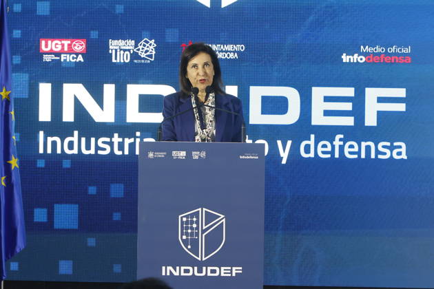 King Felipe VI Closes the Indudef 2026 Defense Industry Congress in Córdoba. Defense Minister, Margarita Robles, speaks at the closing ceremony of the Indudef 2026 Defense Industry Congress October 9, 2026, in Córdoba, Andalusia, Spain Over the course of three days, Indudef has brought together companies in the defense, technology, and innovation sectors, in addition to panel discussions, professional meetings, and spaces designed to foster collaboration and networking. OCTOBER 9, 2026 Córdoba, Andalusia, Spain Córdoba, Andalusia, Spain Spain  Copyright: xMaderoxCuberox 7831701