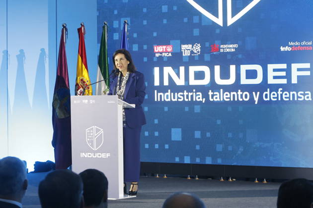 King Felipe VI Closes the Indudef 2026 Defense Industry Congress in Córdoba. Defense Minister, Margarita Robles, speaks at the closing ceremony of the Indudef 2026 Defense Industry Congress October 9, 2026, in Córdoba, Andalusia, Spain Over the course of three days, Indudef has brought together companies in the defense, technology, and innovation sectors, in addition to panel discussions, professional meetings, and spaces designed to foster collaboration and networking. OCTOBER 9, 2026 Córdoba, Andalusia, Spain Córdoba, Andalusia, Spain Spain  Copyright: xMaderoxCuberox 7831704