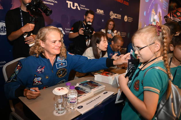 Astronauts meet visitors at autograph session during International Astronautical Congress ANTALYA, TURKIYE - OCTOBER 09: Astronauts from various countries meet visitors during an autograph session on Public Day of the 77th International Astronautical Congress (IAC 2026) at the NEST Congress Center in Antalya, Turkiye, on October 09, 2026. Organized by the International Astronautical Federation (IAF) under the coordination of the Ministry of Industry and Technology and hosted by the Turkish Space Agency (TUA) and SAHA Istanbul, the congress opens its doors to the public on its final day. Muhammed Abdullah Kurtar Anadolu Antalya Turkey. Editorial use only. Please get in touch for any other usage. Copyright: x2026xAnadoluxMuhammedxAbdullahxKurtarx