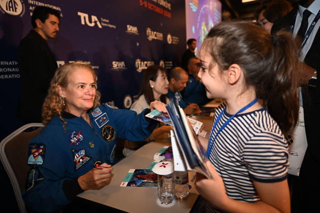 Astronauts meet visitors at autograph session during International Astronautical Congress ANTALYA, TURKIYE - OCTOBER 09: Astronauts from various countries meet visitors during an autograph session on Public Day of the 77th International Astronautical Congress (IAC 2026) at the NEST Congress Center in Antalya, Turkiye, on October 09, 2026. Organized by the International Astronautical Federation (IAF) under the coordination of the Ministry of Industry and Technology and hosted by the Turkish Space Agency (TUA) and SAHA Istanbul, the congress opens its doors to the public on its final day. Muhammed Abdullah Kurtar Anadolu Antalya Turkey. Editorial use only. Please get in touch for any other usage. Copyright: x2026xAnadoluxMuhammedxAbdullahxKurtarx
