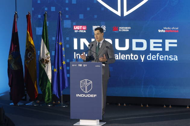 King Felipe VI Closes the Indudef 2026 Defense Industry Congress in Córdoba The president of the Regional Government of Andalusia, Juanma Moreno, speaks at the closing ceremony of the Indudef 2026 Defense Industry Congress October 9, 2026, in Córdoba, Andalusia, Spain Over the course of three days, Indudef has brought together companies in the defense, technology, and innovation sectors, in addition to panel discussions, professional meetings, and spaces designed to foster collaboration and networking OCTOBER 9, 2026 Córdoba, Andalusia, Spain Córdoba, Andalusia, Spain Spain Copyright: xMaderoxCuberox 7831712