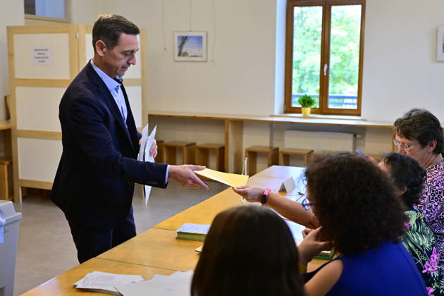 The two-day elections to municipal assemblies started in the Czech Republic together with the first round of the elections to one-third of the Senate, on October 9, 2026. On the photo Jan Grolich, Governor of South Moravia Region and Chairman of the KDU-CSL, cast his vote in polling place in Velatice, South Moravian Region. (CTKxPhoto VaclavxSalek) CTKPhotoP2026100905851  CTKPhotoP2026100905851