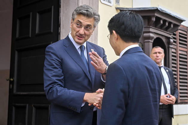 Croatian PM Plenkovic meets South Korean parliament speaker Croatian Prime Minister Andrej Plenkovic met with Cho Jeong-sik, Speaker of the National Assembly of the Republic of Korea, at the Banski dvori government headquarters in Zagreb, Croatia on October 9, 2026. NevaxZganec PIXSELL
