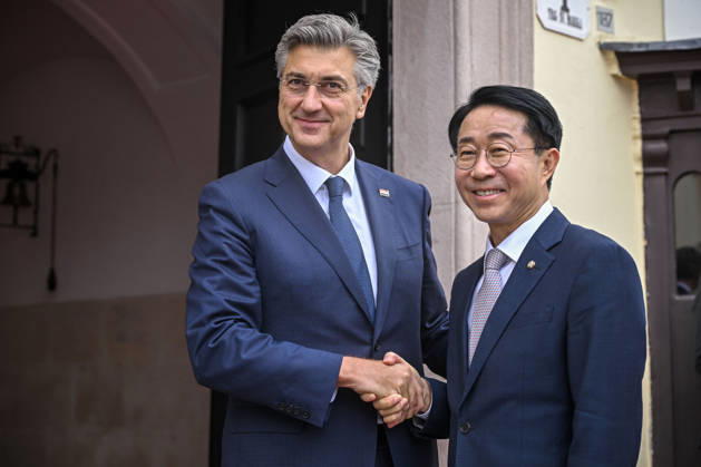Croatian PM Plenkovic meets South Korean parliament speaker Croatian Prime Minister Andrej Plenkovic met with Cho Jeong-sik, Speaker of the National Assembly of the Republic of Korea, at the Banski dvori government headquarters in Zagreb, Croatia on October 9, 2026. NevaxZganec PIXSELL
