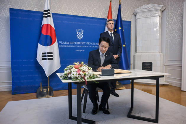 Croatian PM Plenkovic meets South Korean parliament speaker Croatian Prime Minister Andrej Plenkovic met with Cho Jeong-sik, Speaker of the National Assembly of the Republic of Korea, at the Banski dvori government headquarters in Zagreb, Croatia on October 9, 2026. NevaxZganec PIXSELL