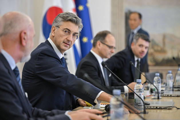 Croatian PM Plenkovic meets South Korean parliament speaker Croatian Prime Minister Andrej Plenkovic met with Cho Jeong-sik, Speaker of the National Assembly of the Republic of Korea, at the Banski dvori government headquarters in Zagreb, Croatia on October 9, 2026. NevaxZganec PIXSELL