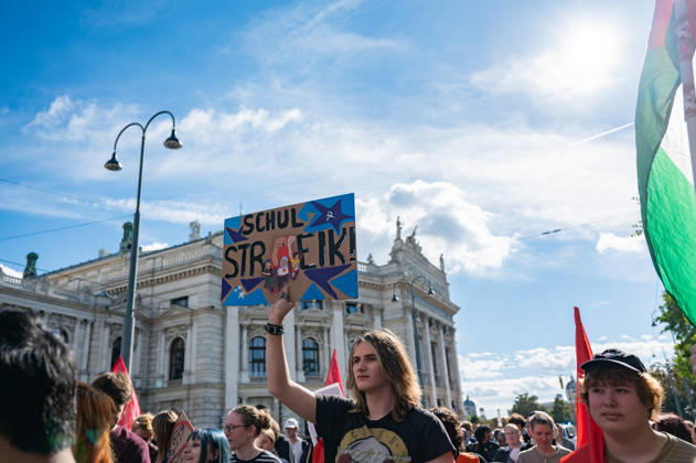 October 9, 2026: Protest Against the Headscarf Ban. Participants in the School on Fire demonstration—a school strike against the headscarf ban, but also against racism in general— sexism, and militarization in schools at Human Rights Square in Vienna, Austria Vienna Human Rights Square Vienna Austria