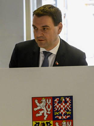 The two-day elections to municipal assemblies started in the Czech Republic together with the first round of the elections to one-third of the Senate, on October 9, 2026. On the photo Czech Foreign Minister and Chairman of the Motorists for themselves party Petr Macinka cast his vote in Prague. (CTKxPhoto MichalxKrumphanzl) CTKPhotoP2026100906766  CTKPhotoP2026100906766
