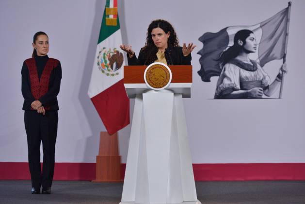 October 9, 2026: TO-45414-MEXICO , September 10, 2026. Luisa Mar& xed;a Alcalde, Legal Counsel to the Mexican Federal Executive, spoke about digital laws and national policy during the "People& 039;s Conference" at the National Palace in Mexico City. Clasos.com.mx.  - ZUMAcs4_ 20261009_faa_cs4_032 Copyright: xJavierxLiraxOterox