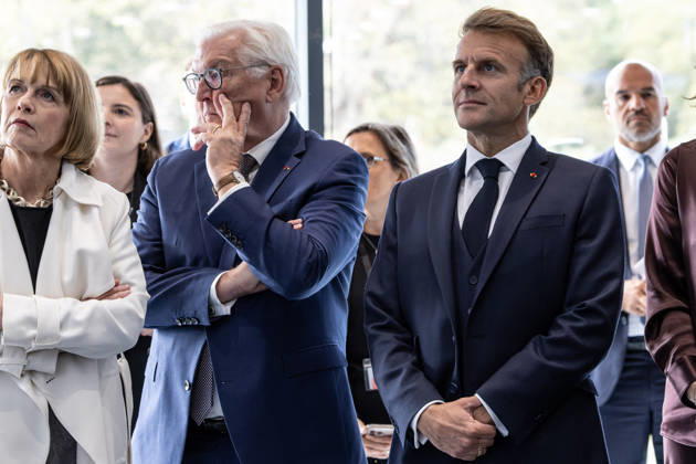 Emmanuel Macron And Frank-Walter Steinmeier Visit in Gironde French President Emmanuel Macron and German President Frank-Walter Steinmeier visit The Exploration Company, a Franco-German space company in Gironde in Le Haillan, France, on October 9, 2026. Photo by Margot Le Gonidec ABACAPRESS.COM Le Haillan France  Copyright: xLexGonidecxMargot ABACAx