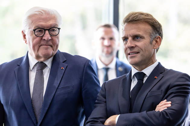 Emmanuel Macron And Frank-Walter Steinmeier Visit in Gironde French President Emmanuel Macron and German President Frank-Walter Steinmeier visit The Exploration Company, a Franco-German space company in Gironde in Le Haillan, France, on October 9, 2026. Photo by Margot Le Gonidec ABACAPRESS.COM Le Haillan France  Copyright: xLexGonidecxMargot ABACAx