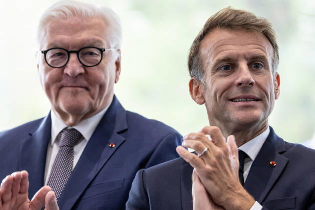 Emmanuel Macron And Frank-Walter Steinmeier Visit in Gironde French President Emmanuel Macron and German President Frank-Walter Steinmeier visit The Exploration Company, a Franco-German space company in Gironde in Le Haillan, France, on October 9, 2026. Photo by Margot Le Gonidec ABACAPRESS.COM Le Haillan France  Copyright: xLexGonidecxMargot ABACAx
