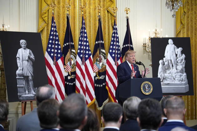 Donald Trump on Columbus Day celebration - Washington US President Donald Trump hosts a Columbus Day celebration in the East Room in Washington on October 9, 2026. Photo by Yuri Gripas ABACAPRESS.COM Washington DC United States  Copyright: xGripasxYuri ABACAx