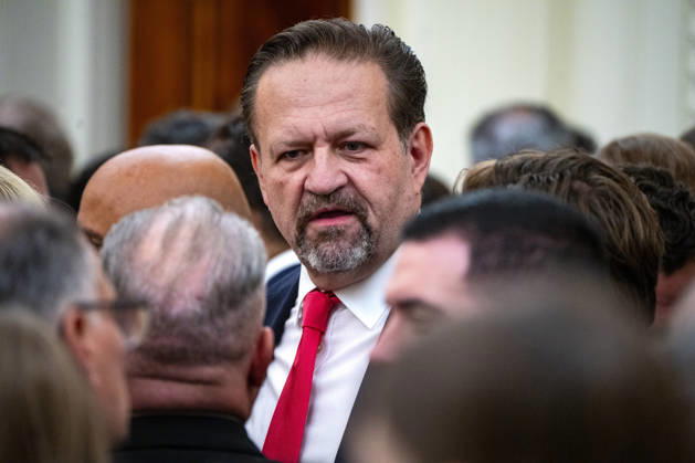 Deputy Assistant to President Donald Trump Sebastian Gorka attends an event honoring Christopher Columbus in the East Room of the White House in Washington, DC Friday, October 9, 2026. The event highlighted the 13-foot reconstructed statue of Columbus installed outside the Eisenhower Executive Office Building in March after demonstrators in Baltimore threw into the harbor on July 4, 2020. WAP20261009317 BONNIExCASH