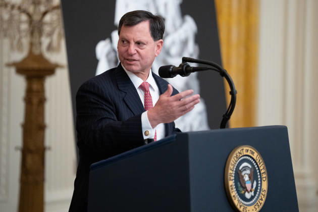 Commissioner of the Social Security Administration of the United States Frank Bisignano speaks during an event in the East Room of the White House in Washington, DC on Friday, Oct. 9, 2026. Trump is hosting a Columbus Day celebration. WASP20261009121 AaronxSchwartz