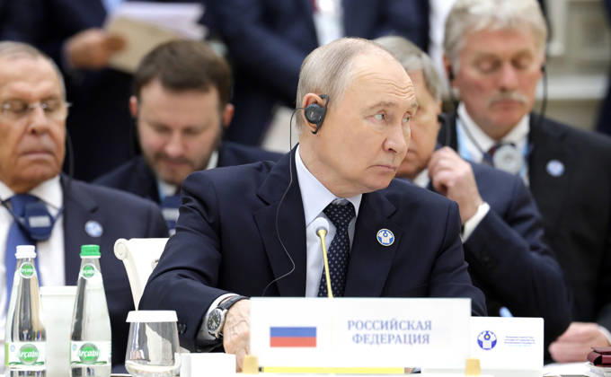 Russia s President Vladimir Putin attends a meeting of the Commonwealth of Independent States (CIS) Heads of State Council in Turkmenbashi on Friday, October 9, 2026. TUR2026100907 KremlinxPressxOffice