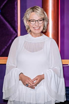MDR Riverboat host Andrea Ballschuh during the taping of the MDR talk show Riverboat on October 9, 2026, at Mediacity Leipzig 20261009SFL0010