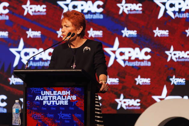 CPAC NATIONAL CONFERENCE 2026, One Nation leader Pauline Hanson speaks during the 2026 Conservative Political Action Network (CPAC) national conference at the Royal International Convention Centre in Brisbane, Saturday, October 10, 2026. ( NO ARCHIVING BRISBANE QUEENSLAND Australia Copyright: xRUSSELLxFREEMANx 20261010122013970617
