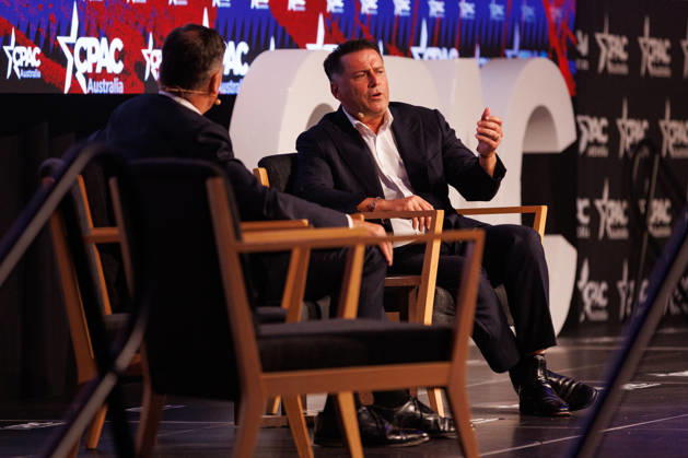 CPAC NATIONAL CONFERENCE 2026, Karl Stefanovic interviews Leader of the Opposition Angus Taylor during the 2026 Conservative Political Action Network (CPAC) national conference at the Royal International Convention Centre in Brisbane, Saturday, October 10, 2026. ( NO ARCHIVING BRISBANE QUEENSLAND Australia  Copyright: xRUSSELLxFREEMANx 20261010145482724032