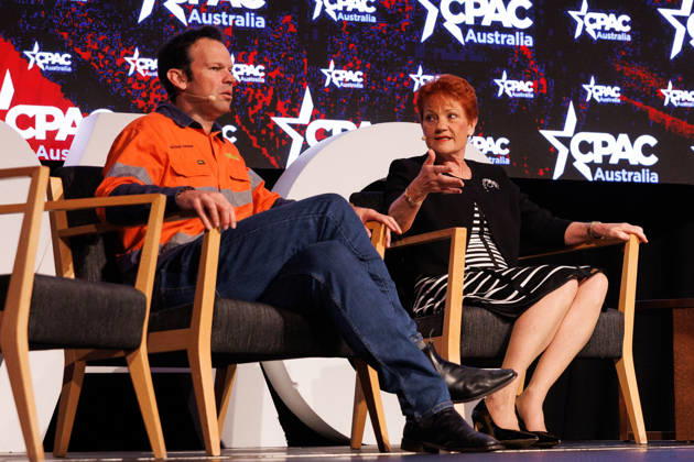 CPAC NATIONAL CONFERENCE 2026, Karl Stefanovic interviews Nationals Leader Matt Canavan and One Nation leader Pauline Hanson during the 2026 Conservative Political Action Network (CPAC) national conference at the Royal International Convention Centre in Brisbane, Saturday, October 10, 2026. ( NO ARCHIVING BRISBANE QUEENSLAND Australia  Copyright: xRUSSELLxFREEMANx 20261010190200693967