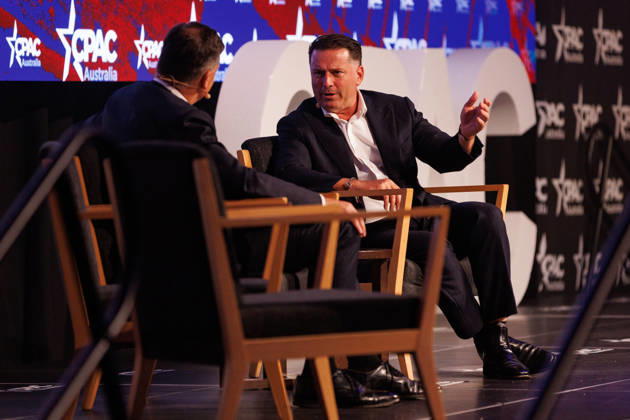 CPAC NATIONAL CONFERENCE 2026, Karl Stefanovic interviews Leader of the Opposition Angus Taylor during the 2026 Conservative Political Action Network (CPAC) national conference at the Royal International Convention Centre in Brisbane, Saturday, October 10, 2026. ( NO ARCHIVING BRISBANE QUEENSLAND Australia  Copyright: xRUSSELLxFREEMANx 20261010136968999707