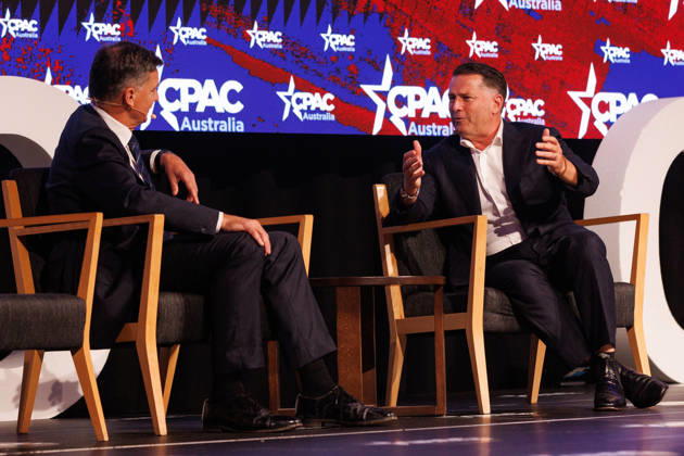 CPAC NATIONAL CONFERENCE 2026, Karl Stefanovic interviews Leader of the Opposition Angus Taylor during the 2026 Conservative Political Action Network (CPAC) national conference at the Royal International Convention Centre in Brisbane, Saturday, October 10, 2026. ( NO ARCHIVING BRISBANE QUEENSLAND Australia  Copyright: xRUSSELLxFREEMANx 20261010166787732087