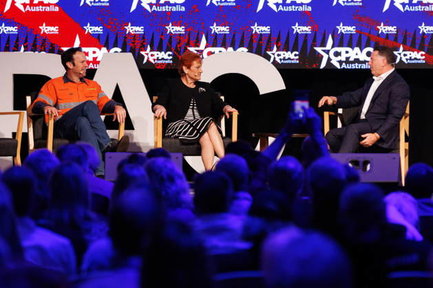 CPAC NATIONAL CONFERENCE 2026, Karl Stefanovic interviews Nationals Leader Matt Canavan and One Nation leader Pauline Hanson during the 2026 Conservative Political Action Network (CPAC) national conference at the Royal International Convention Centre in Brisbane, Saturday, October 10, 2026. ( NO ARCHIVING BRISBANE QUEENSLAND Australia  Copyright: xRUSSELLxFREEMANx 20261010191685734558