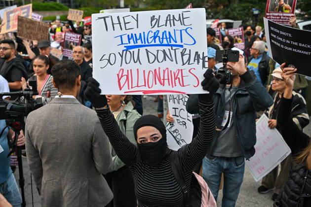 Thousands of New York protesters rally against ICE after Bronx shooting NEW YORK, UNITED STATES - OCTOBER 9: Thousands of people gathered at Foley Square to demand the withdrawal of US Immigration and Customs Enforcement (ICE) from the city, a day after an ICE officer shot a Dominican Republic national in the neck in the Bronx in New York, United States on October 9, 2026. Waleed Zein Anadolu New York United States. Editorial use only. Please get in touch for any other usage. Copyright: x2026xAnadoluxWaleedxZeinx