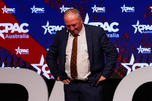 CPAC NATIONAL CONFERENCE 2026, One Nation member for New England Barnaby Joyce speaks during the 2026 Conservative Political Action Network (CPAC) national conference at the Royal International Convention Centre in Brisbane, Saturday, October 10, 2026. ( NO ARCHIVING BRISBANE QUEENSLAND Australia Copyright: xRUSSELLxFREEMANx 20261010115807135041