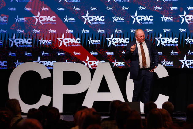CPAC NATIONAL CONFERENCE 2026, One Nation member for New England Barnaby Joyce speaks during the 2026 Conservative Political Action Network (CPAC) national conference at the Royal International Convention Centre in Brisbane, Saturday, October 10, 2026. ( NO ARCHIVING BRISBANE QUEENSLAND Australia Copyright: xRUSSELLxFREEMANx 20261010184379498109