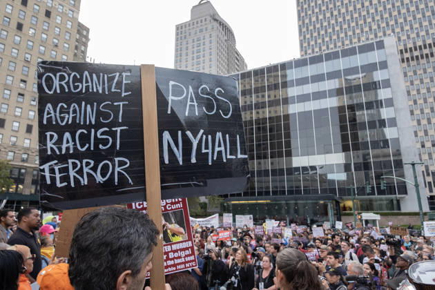 October 9, 2026, New York City, New York, USA: FOLEY SQUARE, NEW YORK, UNITED STATES Ã¢â‚¬ OCTOBER 9, 2026: Demonstrators rally on Friday, October 9, 2026, at a protest titled Ã¢â‚¬oeICE SHOT A NEW YORKER.Ã¢â‚¬Â The rally began in Foley Square in Lower Manhattan, across the street from ICE headquarters at 26 Federal Plaza. It followed the shooting of a 28-year-old Dominican national by an ICE agent in the BronxÃ¢â‚¬â ¢s Marble Hill neighborhood on Thursday, October 8. Mayor Zohran Mamdani said preliminary information indicated that agents surrounded the man, identified as Oscar Belgal, and a 5-year-old child in his car before firing multiple rounds. The child was believed to be physically unharmed. According to DHS, Belgal was the targe  - ZUMAt442 20261009_znp_t442_002 Copyright: xBillyxTompkinsx