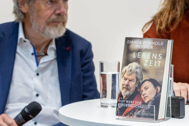 Reinhold Messner at the Frankfurt Book Fair, October 9, 2026. Legendary mountaineer Reinhold Messner and his wife, Diane Messner, will present their joint book *Lebenszeit: On the Value of Transience*