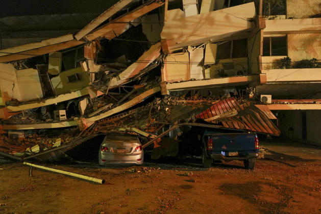 Strong 7.7 magnitude earthquake strikes Panama PENONOME, PANAMA - OCTOBER 9: Cars are seen under the rubble of a collapsed building following the powerful 7.7 magnitude earthquake in Penonome, Panama, on October 9, 2026. A powerful 7.7-magnitude earthquake struck Panama on Friday, causing widespread power outages, severe structural damage, and panic among residents. Mauricio Valenzuela Anadolu Penonome Panama. Editorial use only. Please get in touch for any other usage. Copyright: x2026xAnadoluxMauricioxValenzuelax