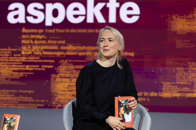 Frankfurt Book Fair 2026: Anousch Mueller presents her new book *Lori* on the literature stage hosted by ARD, ZDF, and 3sat, Frankfurt am Main, Hesse, Germany, Exhibition Center