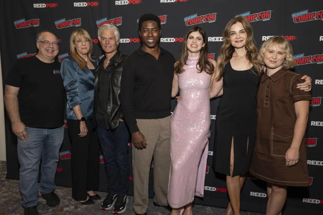October 9, 2026, New York, New York, USA: THOMAS SCHNAUZ, ESTA SPALDING, HARRY HAMLIN, TONGAYI CHIRISA, ALEXANDRA DADDARIO, BETSY BRANDT and ELIZA SCANLEN attend the press room for Anne RiceÃ¢â‚¬â ¢s Mayfair Witches on AMC Plus during New York Comic Con at Jacob Javits Convention Center in New York. 9 October 2026 New York USA - ZUMAa265 20261009_zep_a265_021 Copyright: xEricxAcquayex