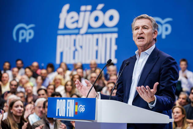 The PP Holds a Pre-Campaign Event at IFEMA Alberto Núnez Feijóo, president of the Popular Party (PP), during a pre-campaign event for the PP at IFEMA on October 10, 2026, in Madrid, Spain. The PP held its first pre-campaign event today for the general elections on November 29 (29N). Feijóo attended this event alongside the president of the Community of Madrid and the mayor of the capital. OCTOBER 10, 2026. Carlos Lujá. Madrid, Madrid, Spain. Copyright: xCarlosxLujanx 7834712