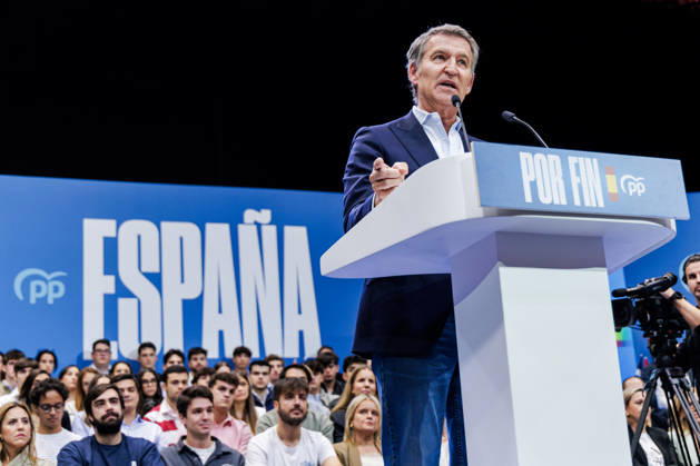 The PP Holds a Pre-Campaign Event at IFEMA Alberto Núnez Feijóo, president of the Popular Party (PP), during a pre-campaign event for the PP at IFEMA on October 10, 2026, in Madrid, Spain. The PP held its first pre-campaign event today for the general elections on November 29 (29N). Feijóo attended this event alongside the president of the Community of Madrid and the mayor of the capital. OCTOBER 10, 2026. Carlos Lujá. Madrid, Madrid, Spain. Copyright: xCarlosxLujanx 7834717