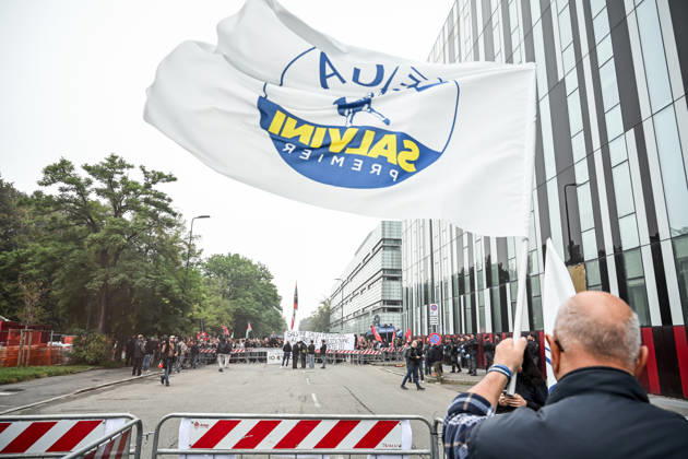 October 10, 2026, Milan, Mi, Italy: Lega Nord rally Milan safer, stop social centers. Near the Lambretta Social Center, Via Rizzoli, 10 10 2026 Milan Milan Italy - ZUMAa289 20261010_zia_a289_078 Copyright: xNicolaxMarfisix xAgfx