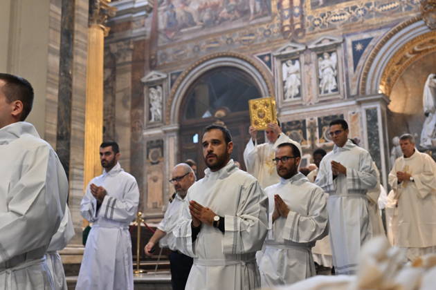 IPA89501597 - Italy, Rome, Vatican, October 10, 2026: Cardinal Baldo Reina celebrates a Mass for the ordination of deacons at St. John Lateran. Photograph by ALESSIA GIULIANI Catholic Press Photo  Copyright: xx xAlessiaxGiuliani Catholipressphox IPA89501597