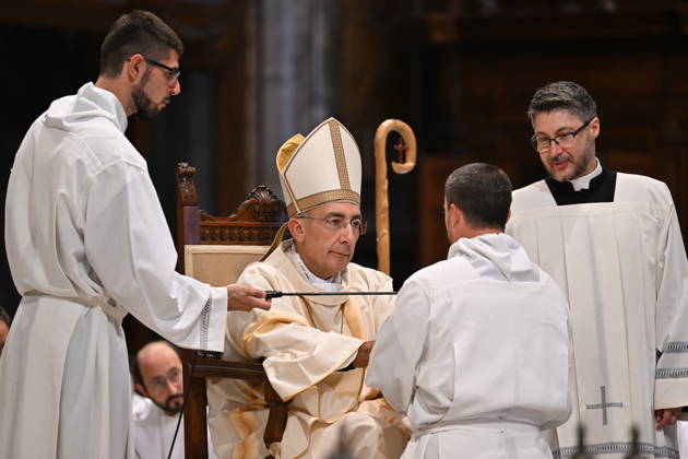 IPA89501737 - Italy, Rome, Vatican, October 10, 2026: Cardinal Baldo Reina celebrates a Mass for the ordination of deacons at St. John Lateran. Photograph by ALESSIA GIULIANI Catholic Press Photo  Copyright: xx xAlessiaxGiuliani Catholipressphox IPA89501737
