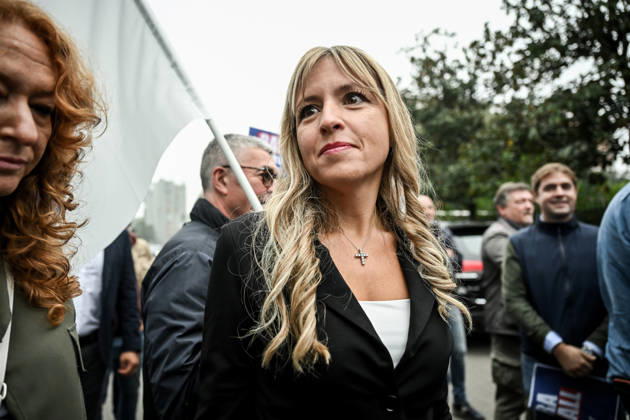 October 10, 2026, Milan, Mi, Italy: Lega deputy secretary Silvia Sardone at the Lega rally Milan safer, stop social centers. Near the Lambretta Social Center, Via Rizzoli, 10 10 2026 Milan Milan Italy - ZUMAa289 20261010_zia_a289_062 Copyright: xNicolaxMarfisix xAgfx