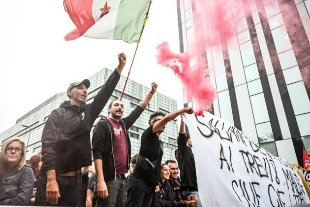 October 10, 2026, Milan, Mi, Italy: Lega Nord rally Milan safer, stop social centers. Near the Lambretta Social Center, Via Rizzoli, 10 10 2026 Milan Milan Italy  - ZUMAa289 20261010_zia_a289_065 Copyright: xNicolaxMarfisix xAgfx