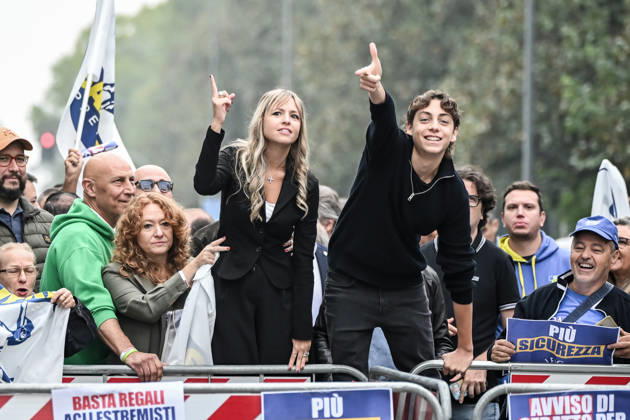 October 10, 2026, Milan, Mi, Italy: Lega Nord rally Milan safer, stop social centers. Near the Lambretta Social Center, Via Rizzoli, 10 10 2026 Milan Milan Italy  - ZUMAa289 20261010_zia_a289_061 Copyright: xNicolaxMarfisix xAgfx