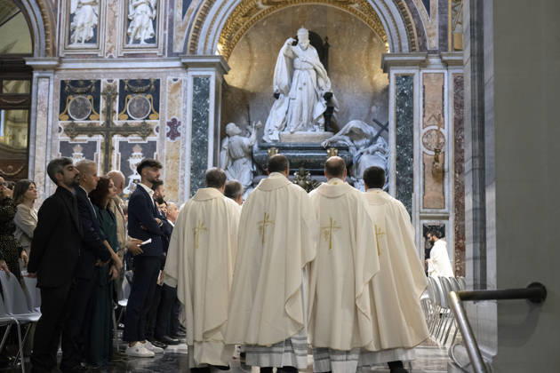 ITALY - ORDINATION -DIACONAL -2026 10 10 Italy, Rome, Vatican, October 10, 2026: Cardinal Baldo Reina celebrates a Mass for the ordination of deacons at St. John Lateran. EDITORIAL USE ONLY - NO BOOKS Copyright: xALESSIAxGIULIANI xCatholicxPressxPhotox