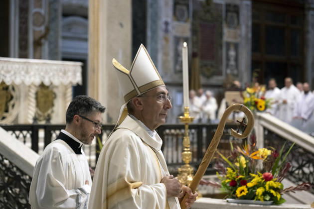 ITALY - ORDINATION -DIACONAL -2026 10 10 Italy, Rome, Vatican, October 10, 2026: Cardinal Baldo Reina celebrates a Mass for the ordination of deacons at St. John Lateran. EDITORIAL USE ONLY - NO BOOKS Copyright: xALESSIAxGIULIANI xCatholicxPressxPhotox