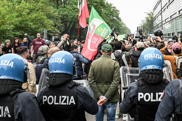October 10, 2026, Milan, Mi, Italy: Lega Nord rally Milan safer, stop social centers. Near the Lambretta Social Center, Via Rizzoli, 10 10 2026 Milan Milan Italy  - ZUMAa289 20261010_zia_a289_059 Copyright: xNicolaxMarfisix xAgfx