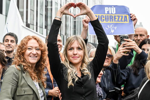 October 10, 2026, Milan, Mi, Italy: Lega deputy secretary Silvia Sardone at the Lega rally Milan safer, stop social centers. Near the Lambretta Social Center, Via Rizzoli, 10 10 2026 Milan Milan Italy - ZUMAa289 20261010_zia_a289_056 Copyright: xNicolaxMarfisix xAgfx