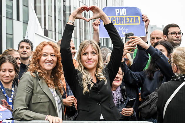October 10, 2026, Milan, Mi, Italy: Lega deputy secretary Silvia Sardone at the Lega rally Milan safer, stop social centers. Near the Lambretta Social Center, Via Rizzoli, 10 10 2026 Milan Milan Italy - ZUMAa289 20261010_zia_a289_057 Copyright: xNicolaxMarfisix xAgfx