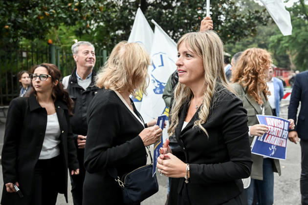 October 10, 2026, Milan, Mi, Italy: Lega deputy secretary Silvia Sardone at the Lega rally Milan safer, stop social centers. Near the Lambretta Social Center, Via Rizzoli, 10 10 2026 Milan Milan Italy - ZUMAa289 20261010_zia_a289_053 Copyright: xNicolaxMarfisix xAgfx